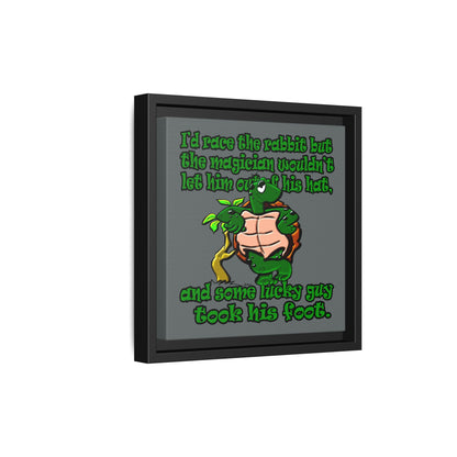 turtle race - framed canvas art (dark grey)