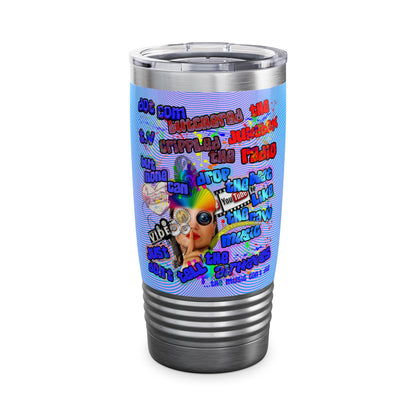 drop the beat - Ringneck Tumbler, 20oz  (light blue-purple wave)