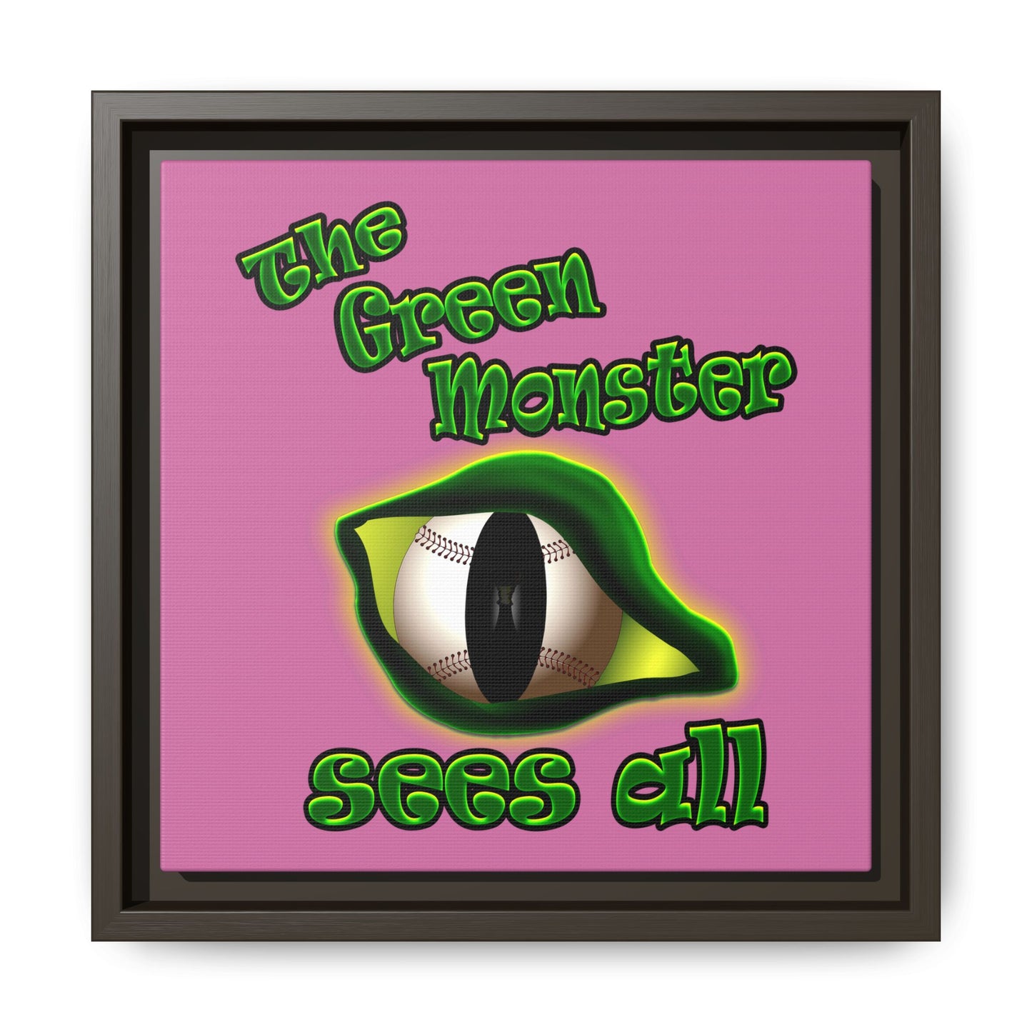 green monster - framed canvas art (light pink)