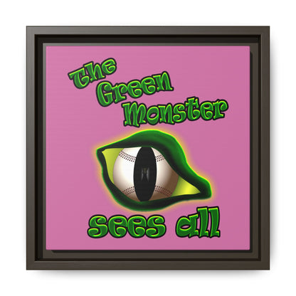 green monster - framed canvas art (light pink)