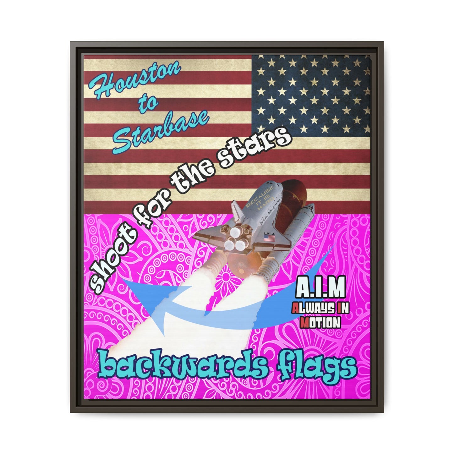shoot for the stars - framed canvas art (pink swirl)