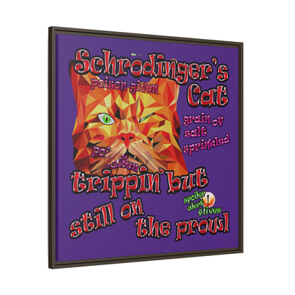 schrodinger's cat - framed canvas art (purple)