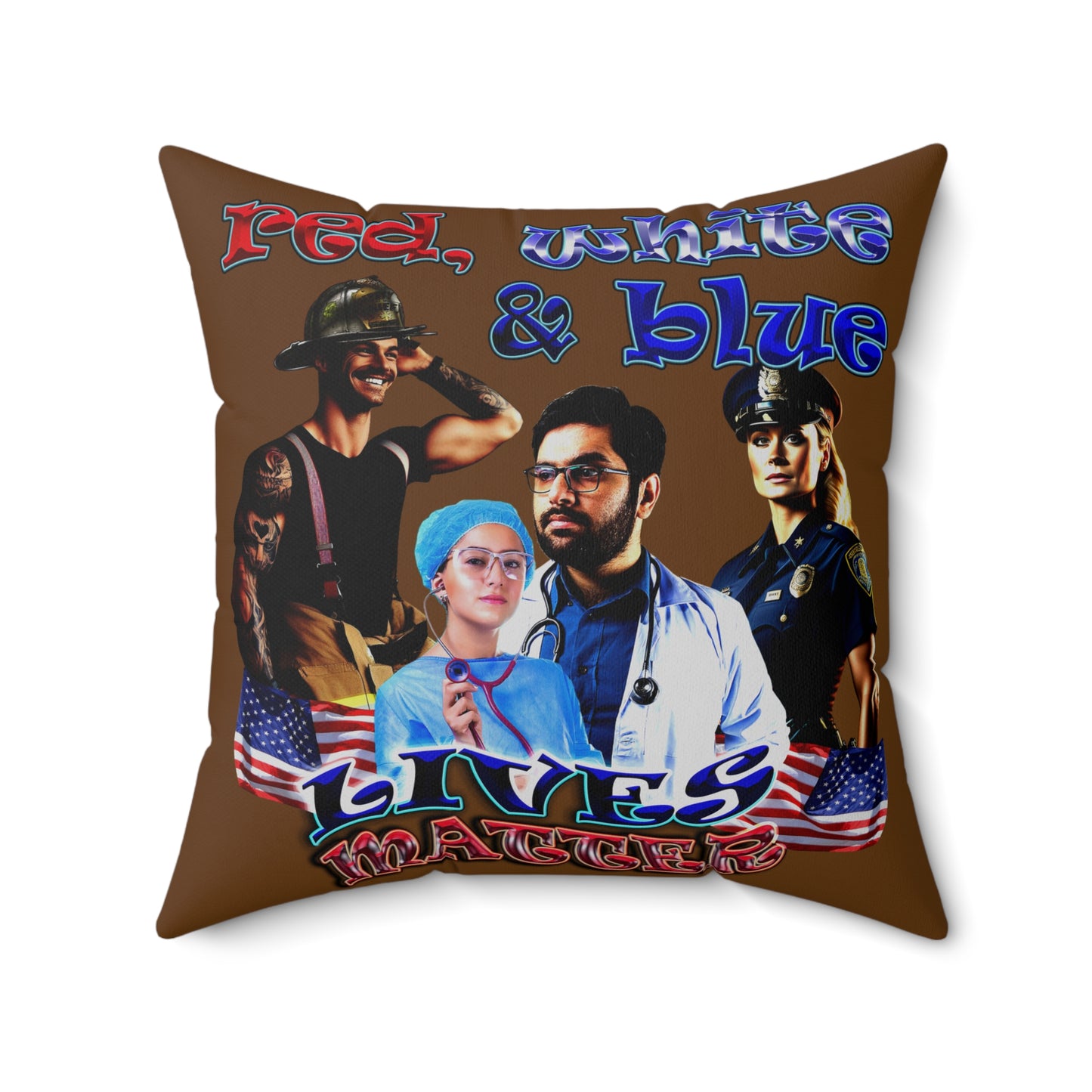 rw&b lives matter - Spun Polyester Square Pillow - (brown)