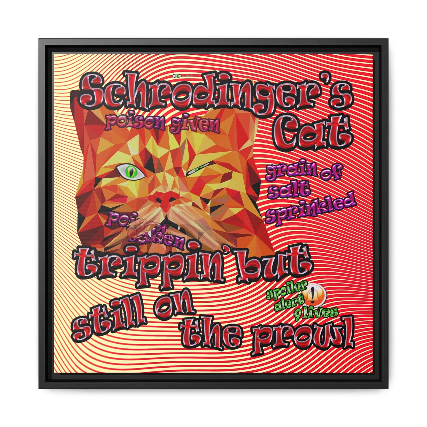 schrodinger's cat - framed canvas art (yellow-orange wave)