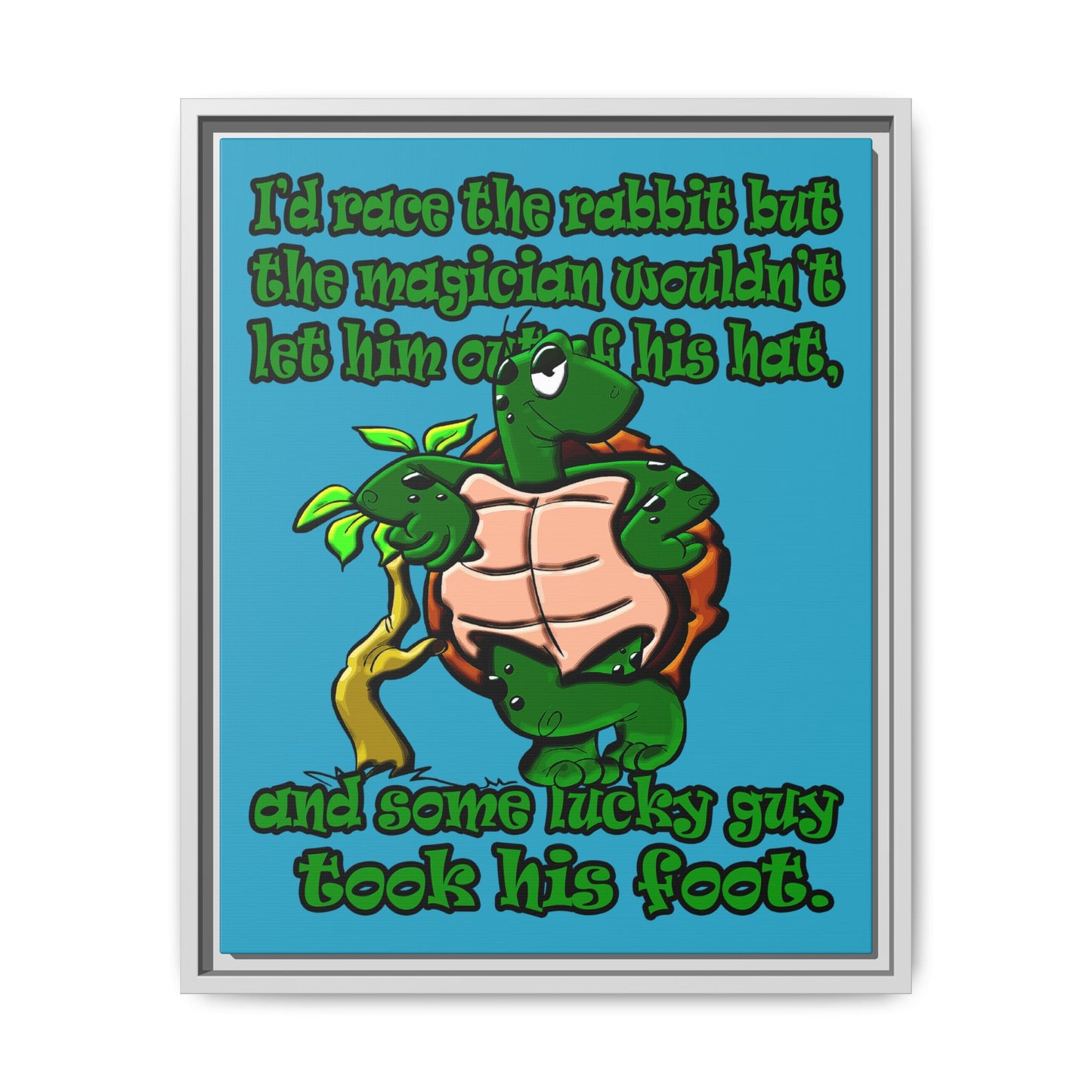 turtle race - framed canvas art (turquoise)