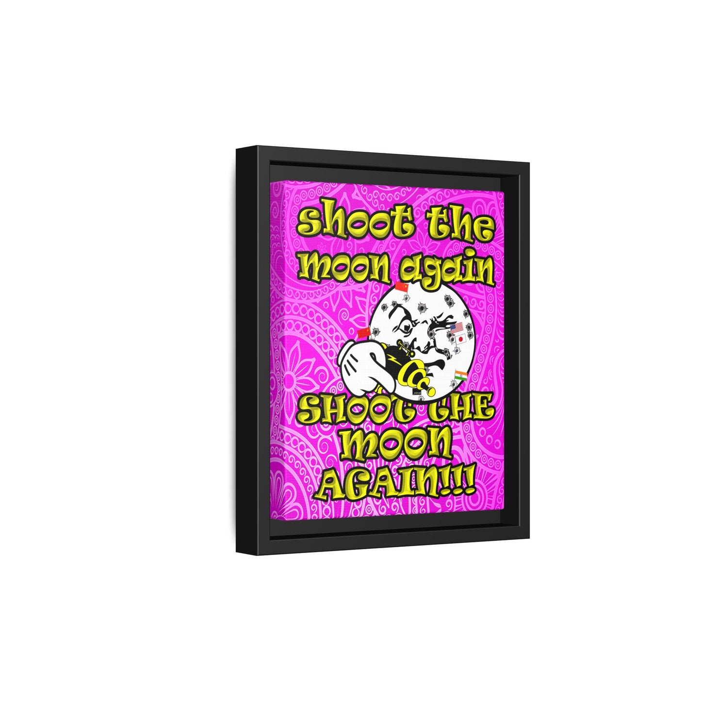 shoot the moon again - framed canvas art (pink swirl)