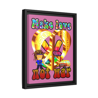 love peace - framed canvas art (light pink)