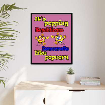 popping like popcorn - framed canvas art (light pink)