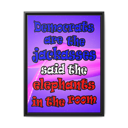 donkeys and elephants - framed canvas art (purple-pink wave)