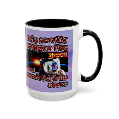 defy conquer reach - Accent Mug (light blue-pink wave)