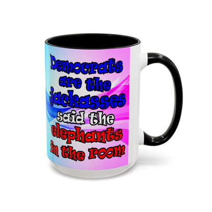donkeys and elephants - Accent Mug (light blue-pink wave)