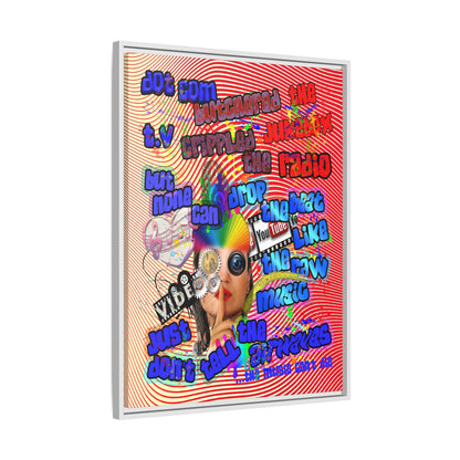 drop the beat - framed canvas art (yellow-orange wave)