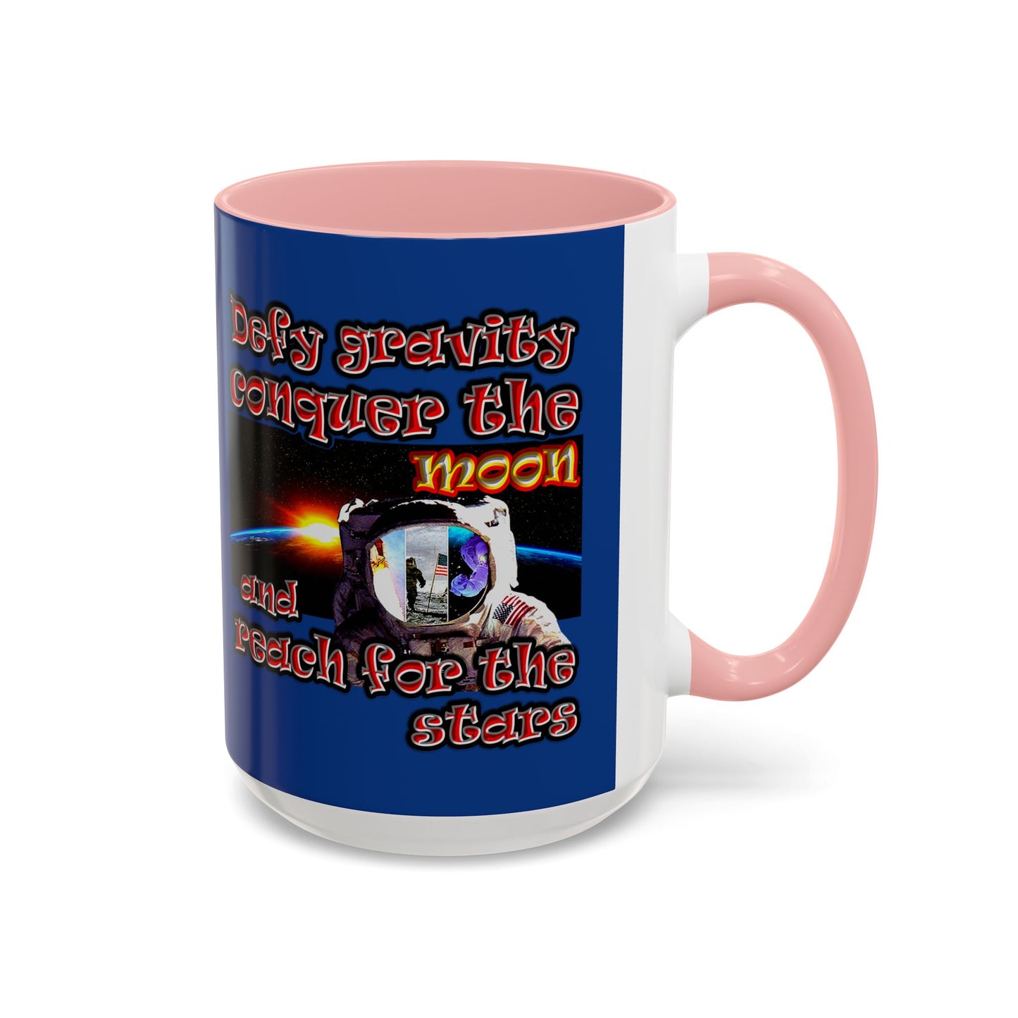 defy conquer reach - Accent Mug (dark blue)