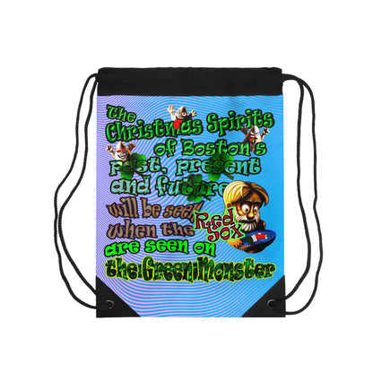 christmas spirits of boston - Drawstring Bag (light blue-purple wave)
