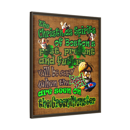 christmas spirits of boston - framed canvas art (brown papyrus)