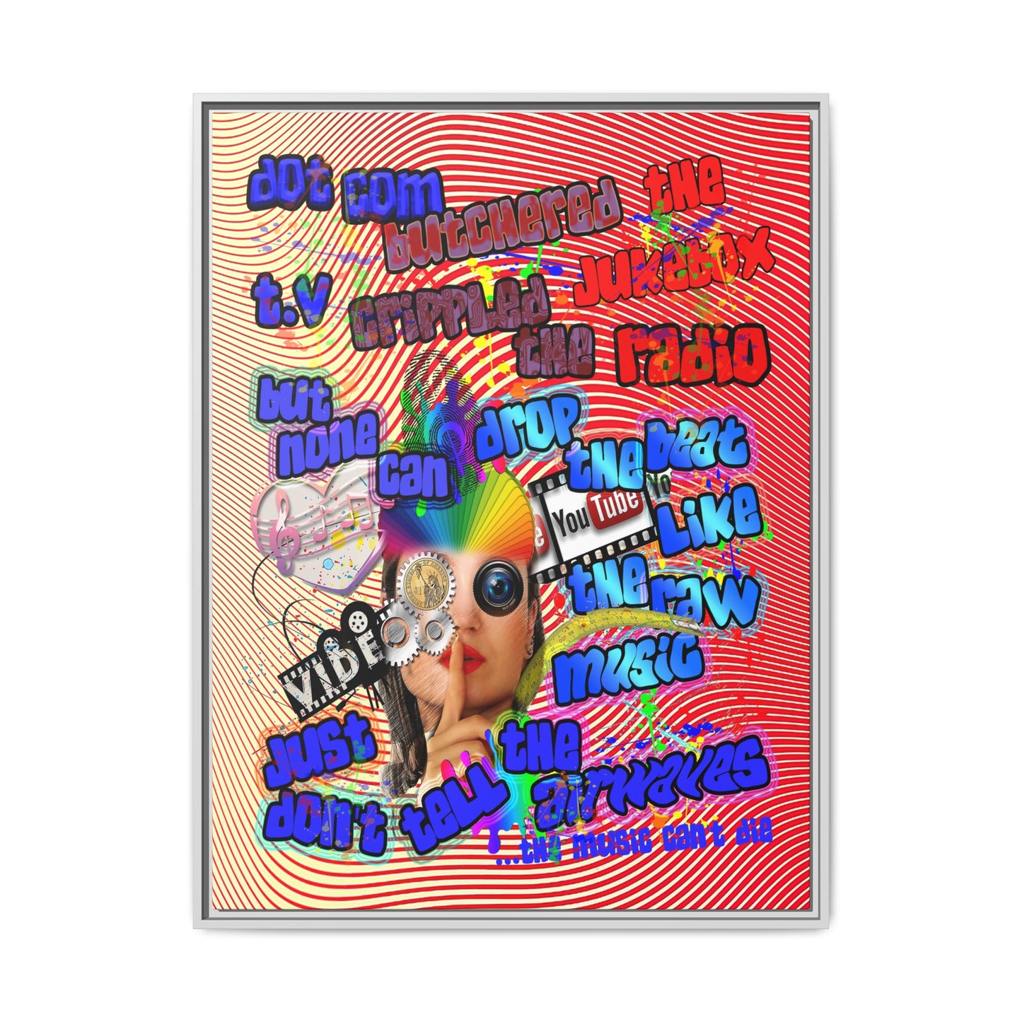 drop the beat - framed canvas art (yellow-orange wave)