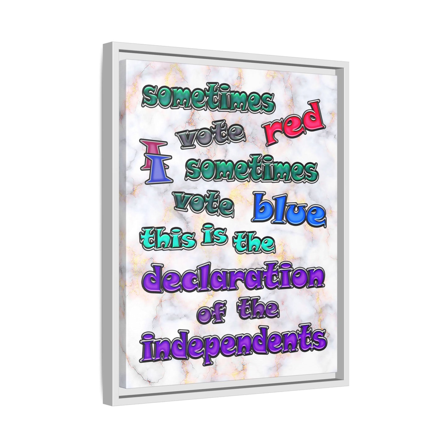 declaration of the independents - framed canvas art (white marble)