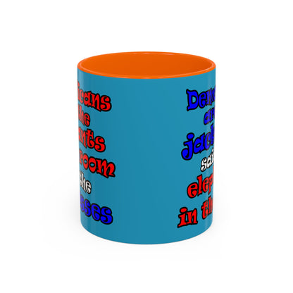 donkeys and elephants - Accent Mug (turquoise)