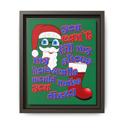 santa's shoes - framed canvas art (dark green)