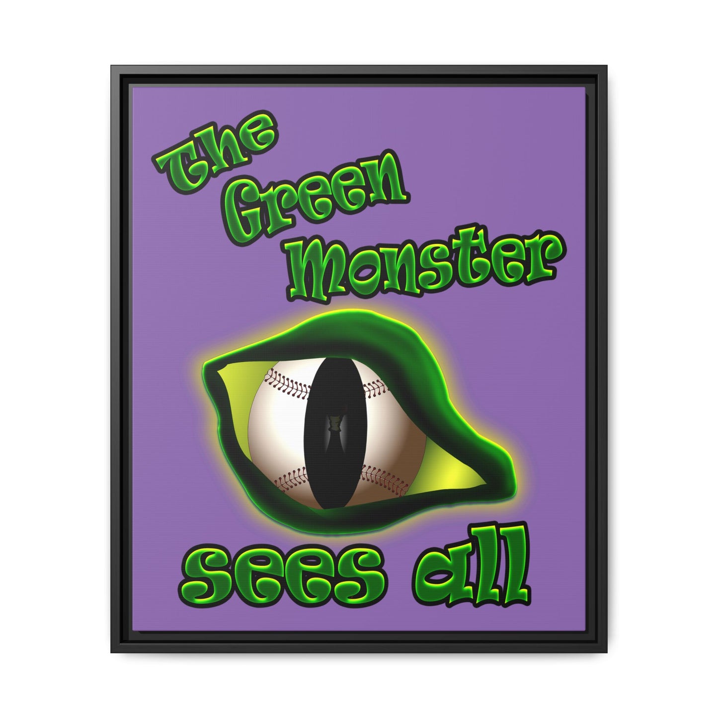 green monster - framed canvas art (light purple)