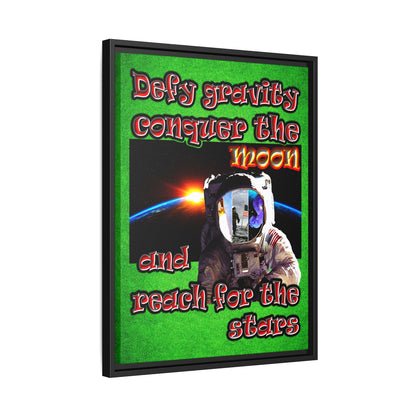 defy conquer reach - framed canvas art (green turf)