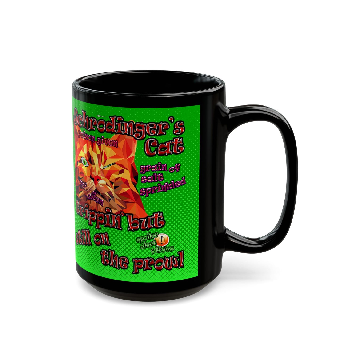 schrodinger's cat - Black Mug (logo green)