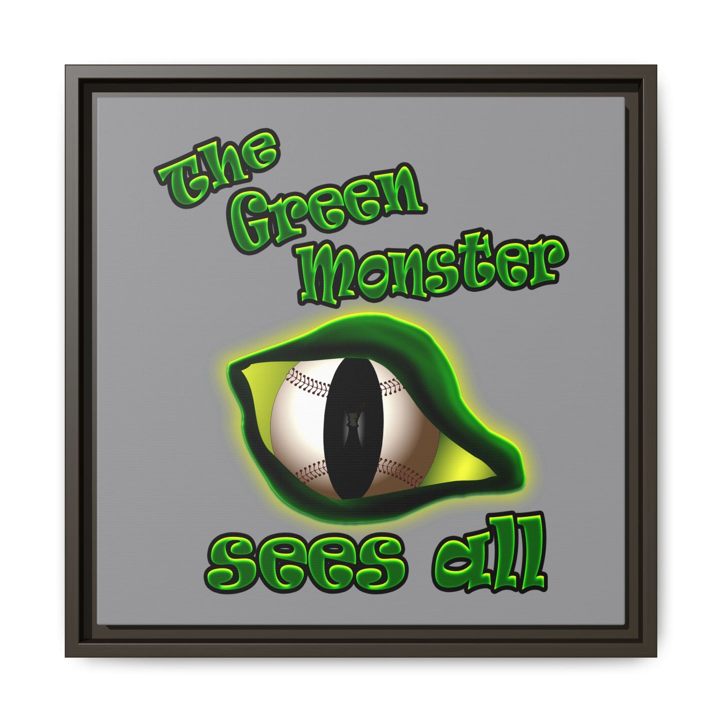 green monster - framed canvas art (grey)