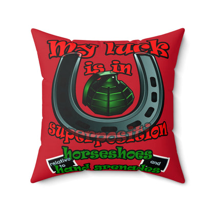 my luck - Faux Suede Square Pillow - (dark red)