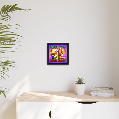 love peace - framed canvas art (purple-pink wave)