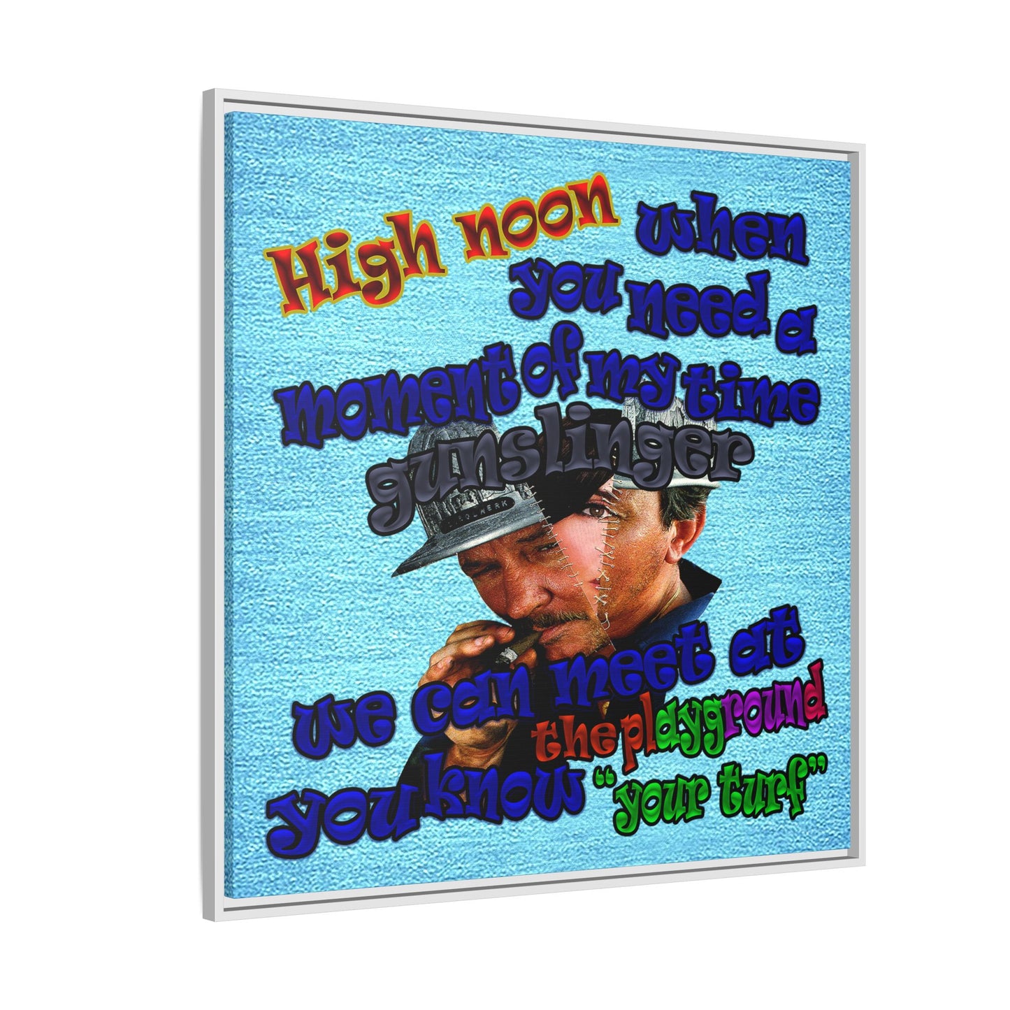 high noon - framed canvas art (faded blue)