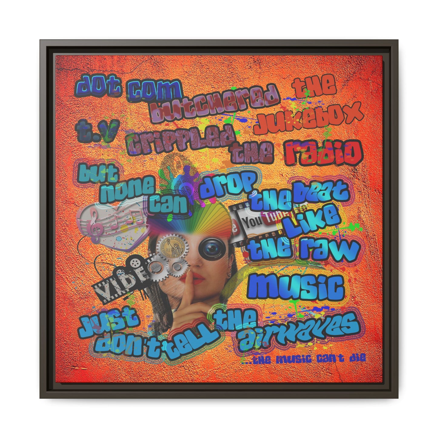 drop the beat - framed canvas art (burnt orange)