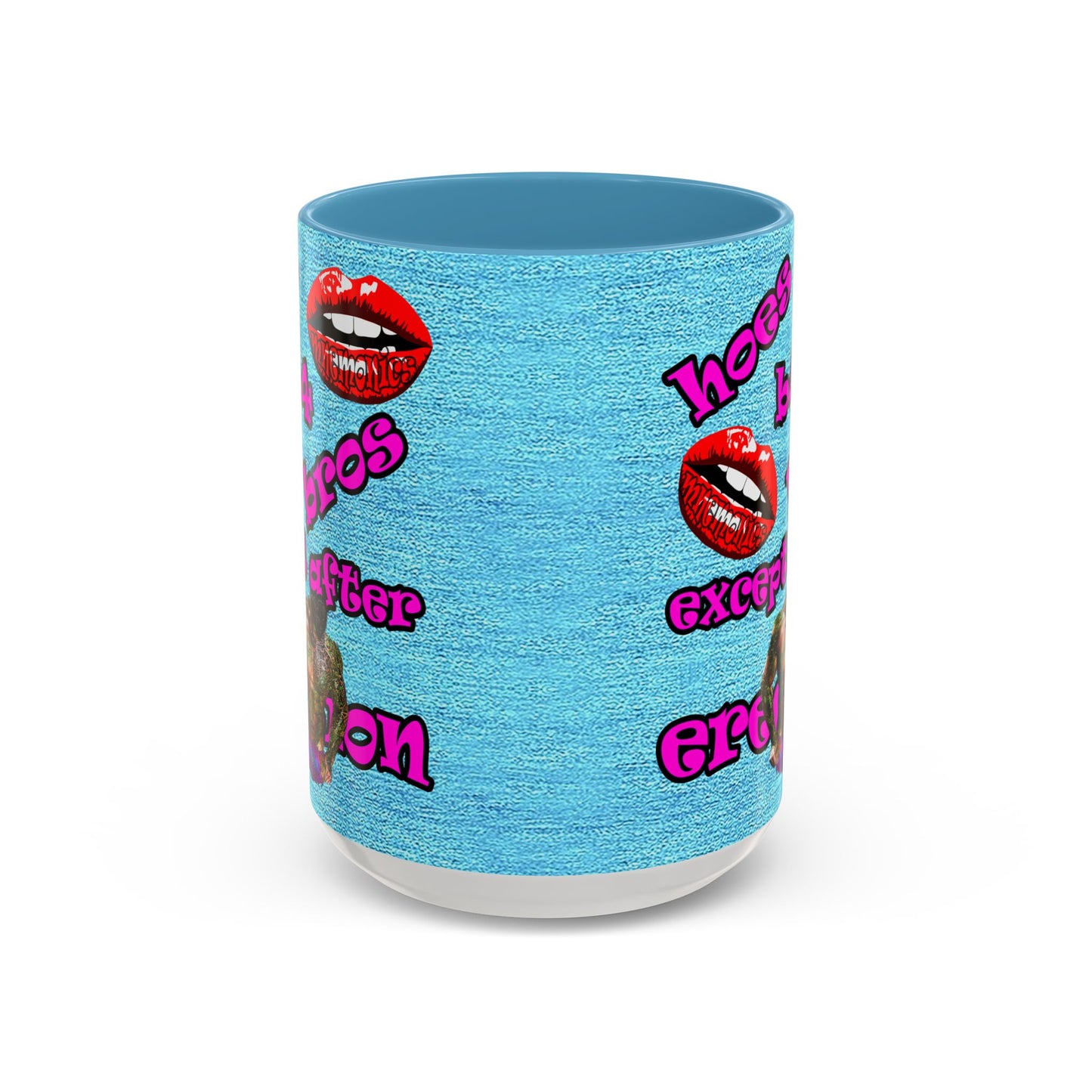 hoes b4 bros - Accent Mug (faded blue)