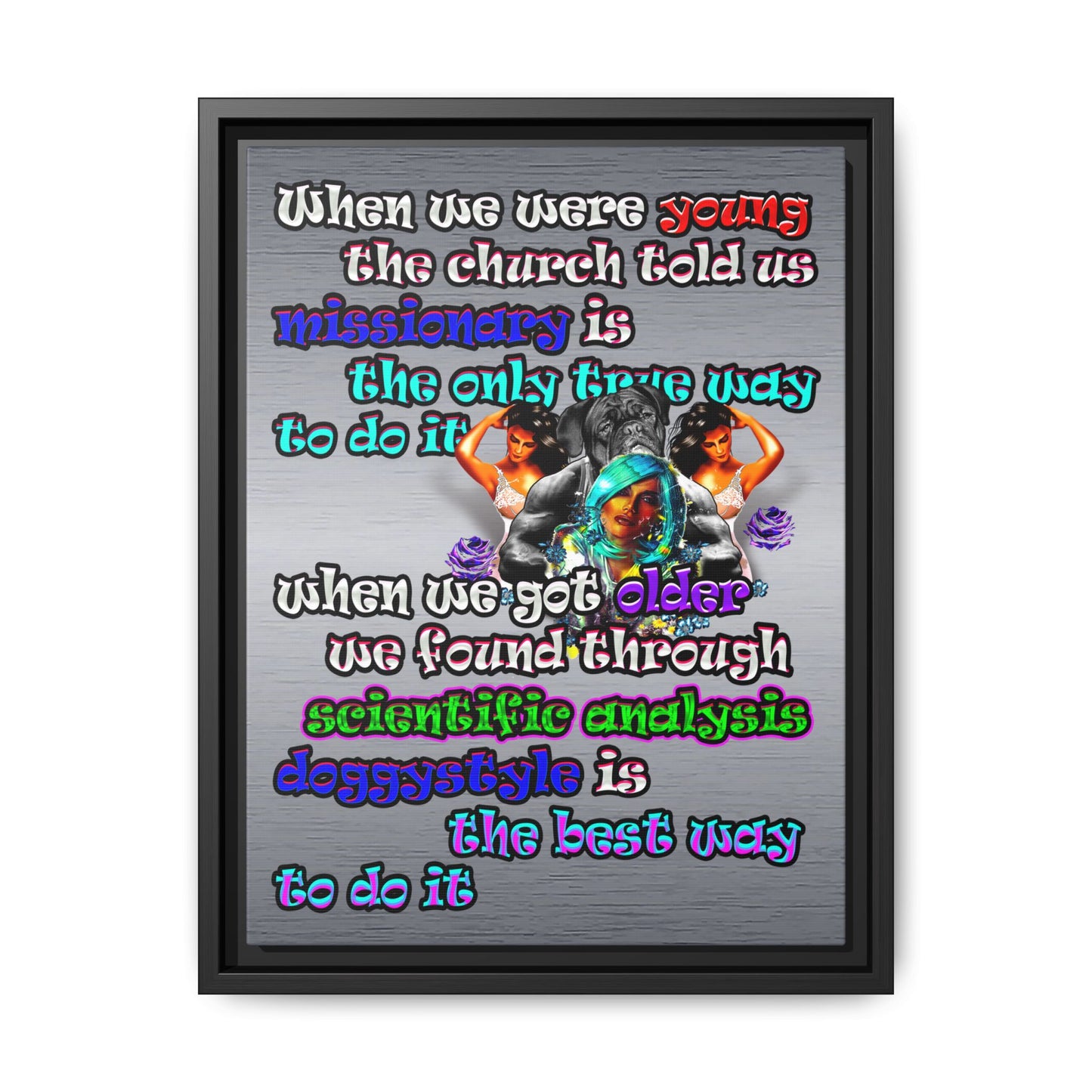 doggystyle - framed canvas art (brushed nickel)