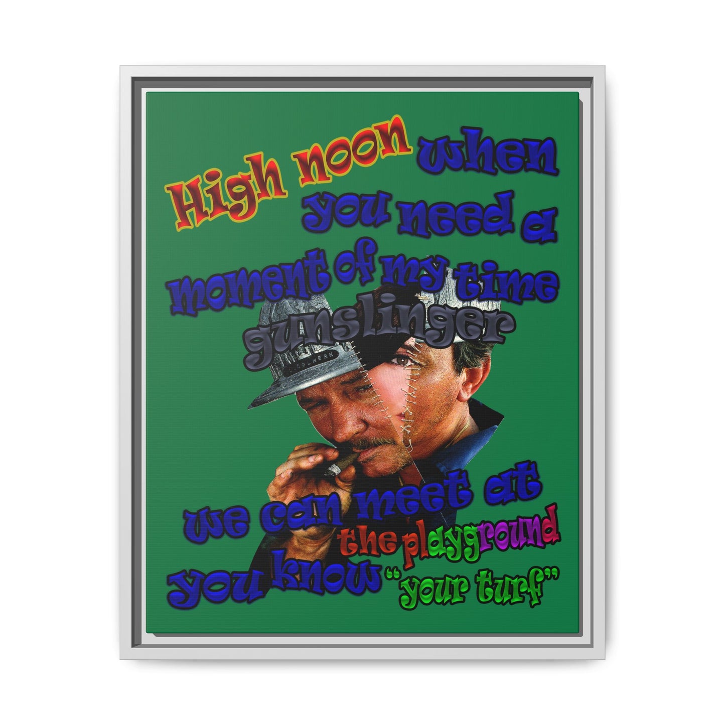 high noon - framed canvas art (dark green)