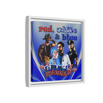 rw&b lives matter - framed canvas art (blue-white wave)