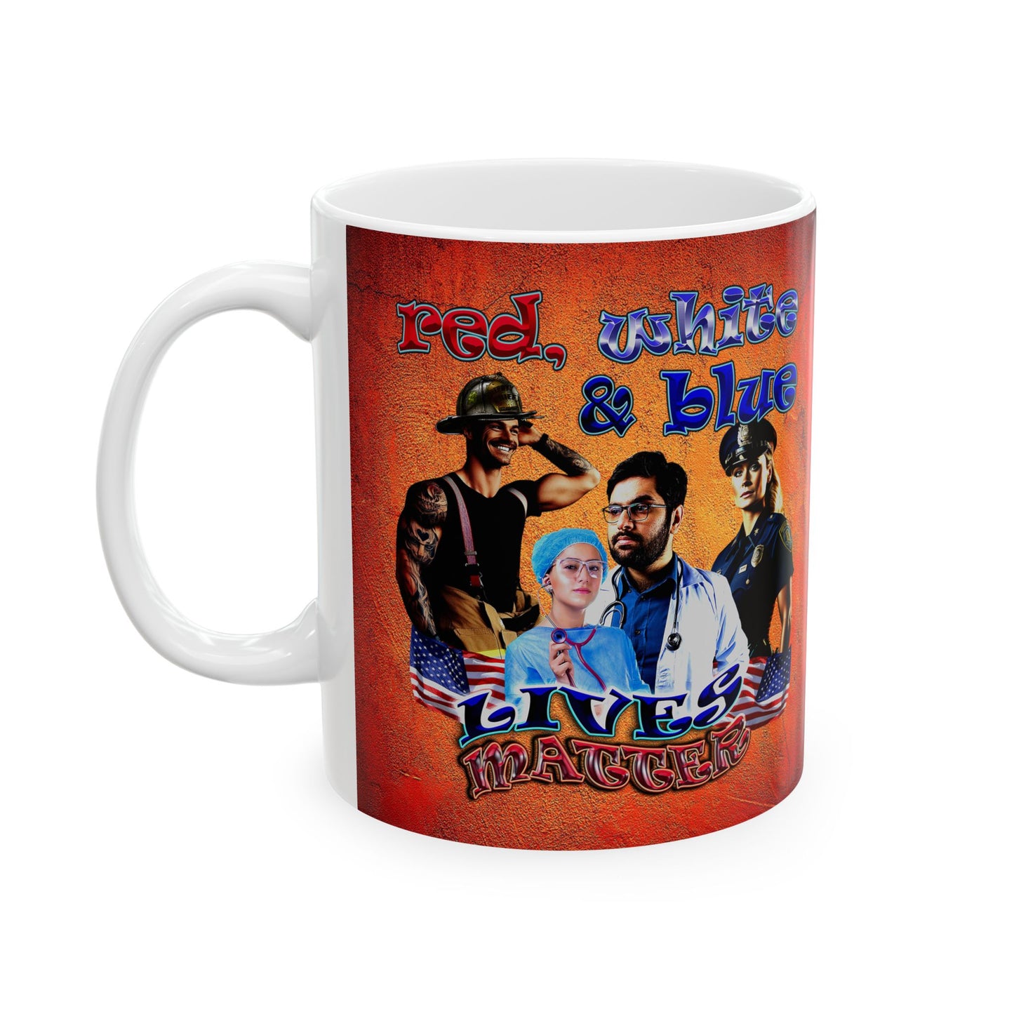 rw&b lives matter - White Mug (burnt orange)