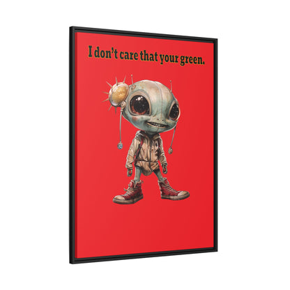 I don't care that your green - framed canvas art (red)