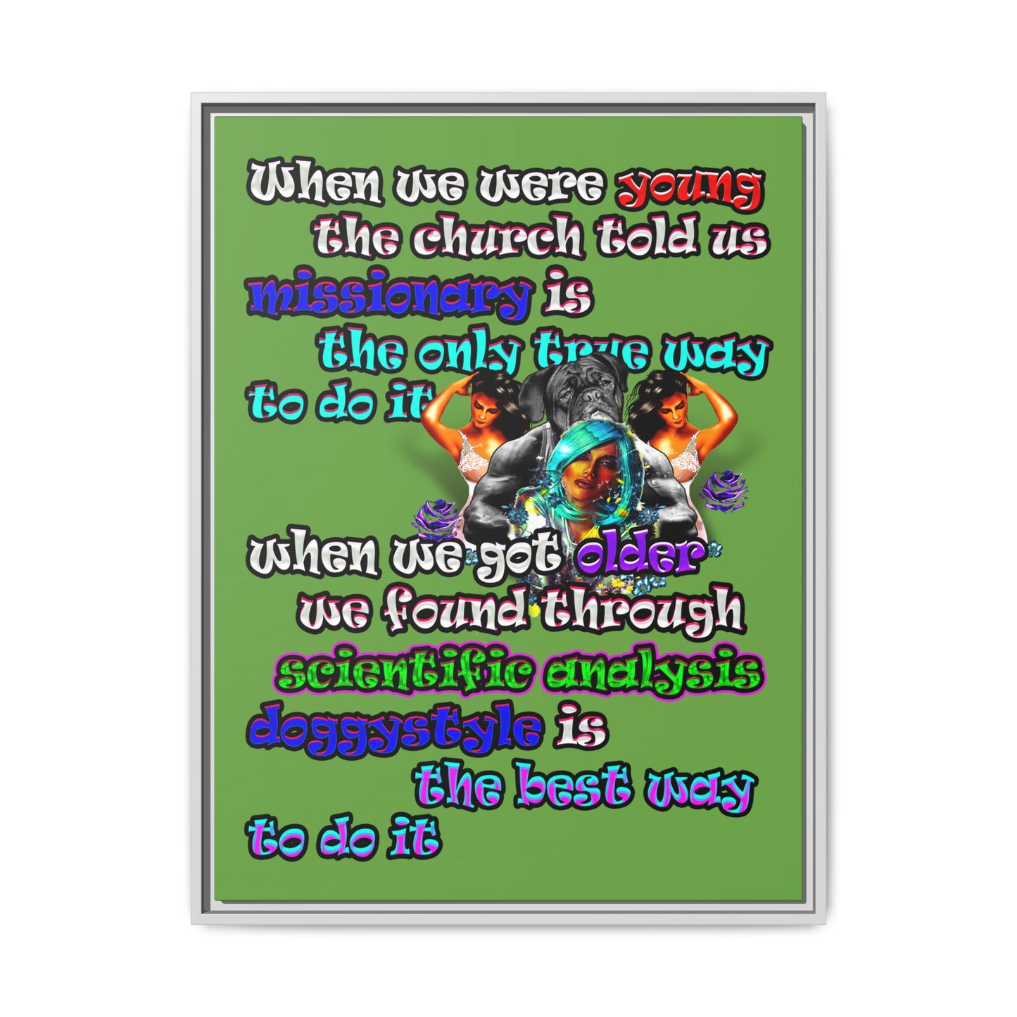 doggystyle - framed canvas art (green)