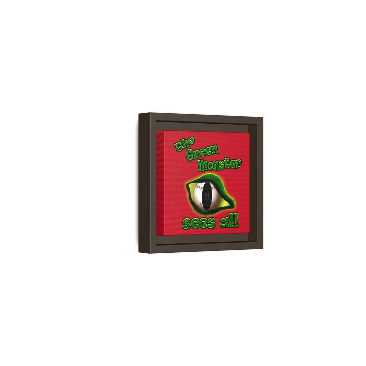 green monster - framed canvas art (dark red)
