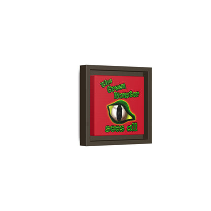 green monster - framed canvas art (dark red)
