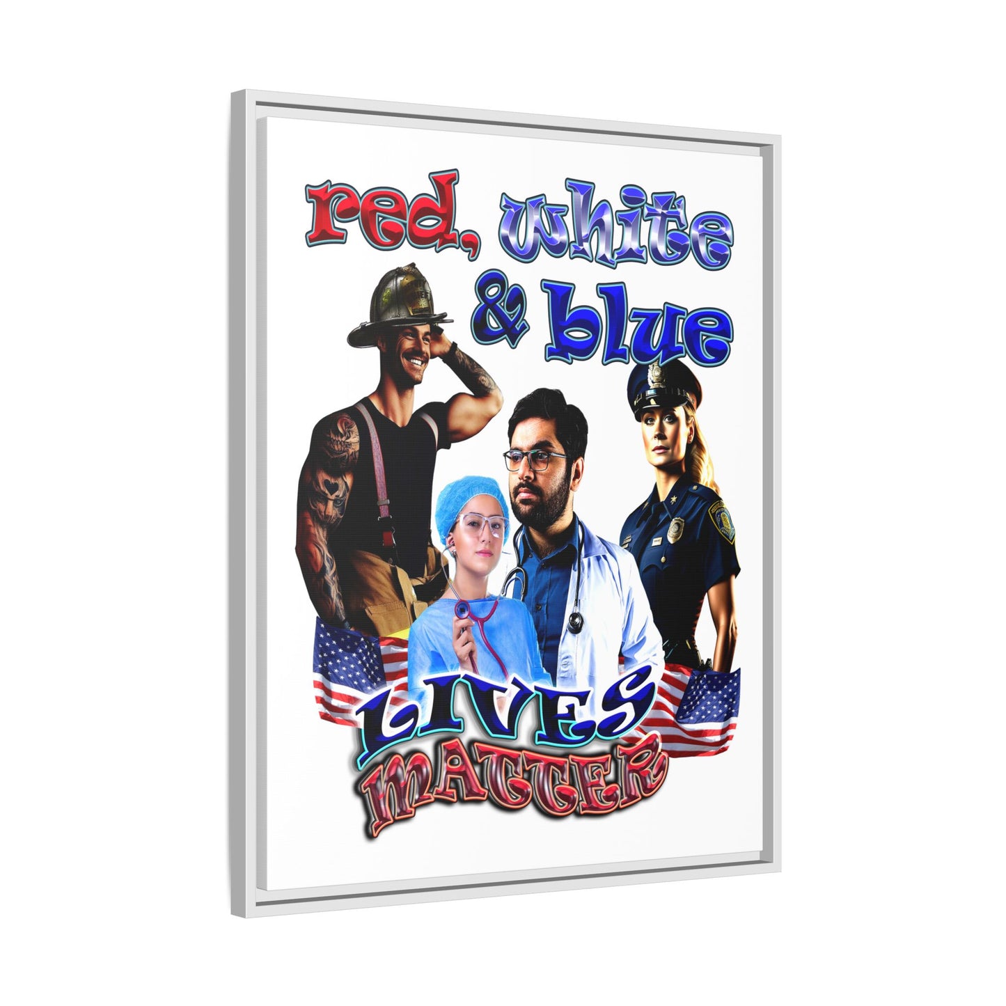 rw&b lives matter - framed canvas art (white)