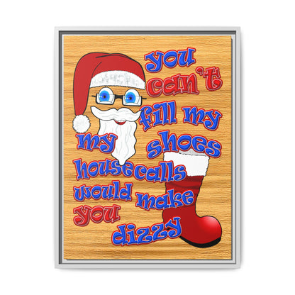 santa's shoes - framed canvas art (butterscotch wood finish)