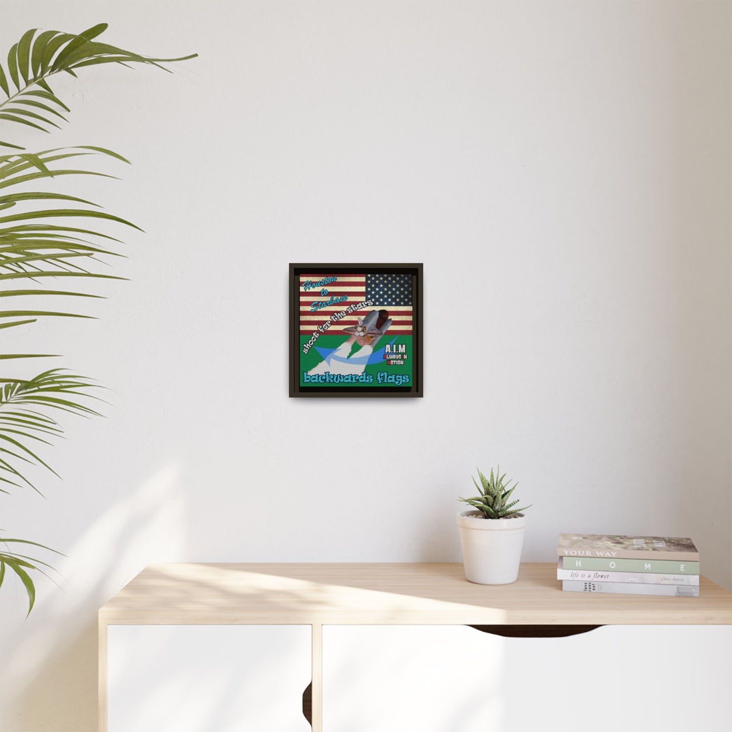shoot for the stars - framed canvas art (dark green)