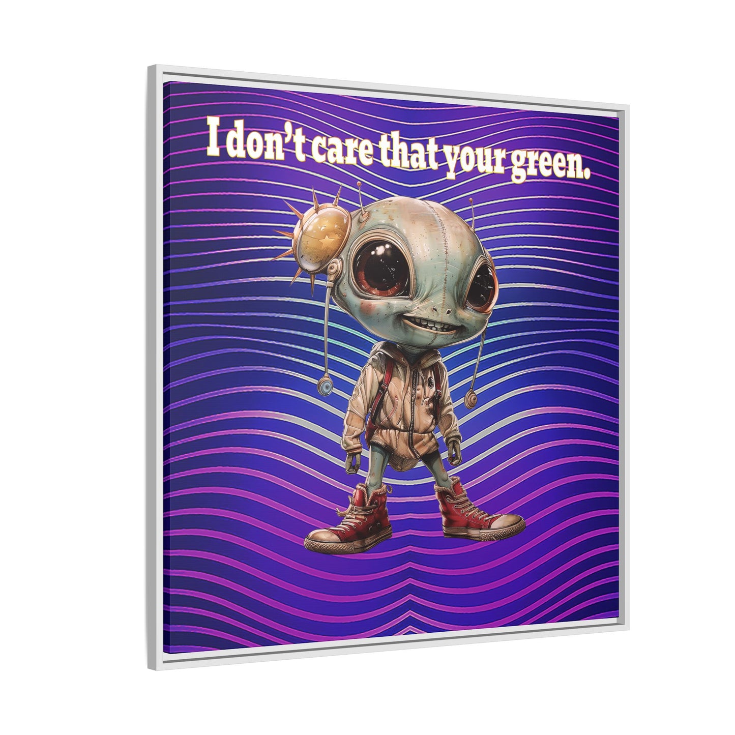 I don't care that your green - framed canvas art (purple wave)