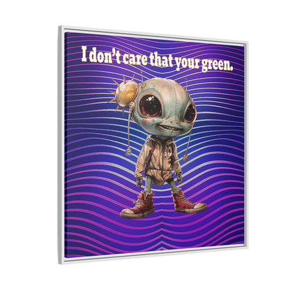 I don't care that your green - framed canvas art (purple wave)