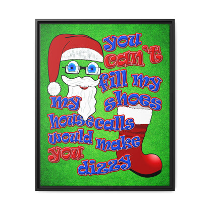 santa's shoes - framed canvas art (green turf)