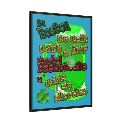 celtics logo - framed canvas art (turquoise)
