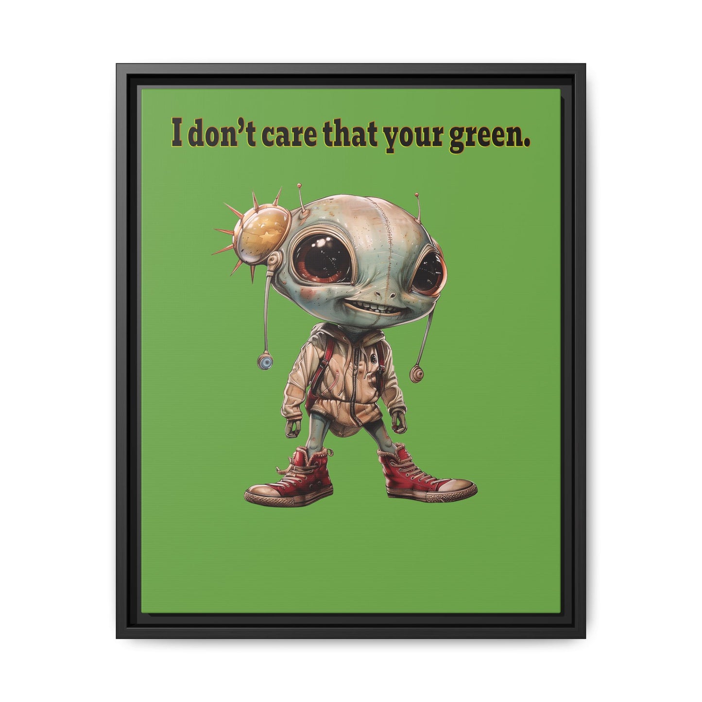 I don't care that your green - framed canvas art (green)