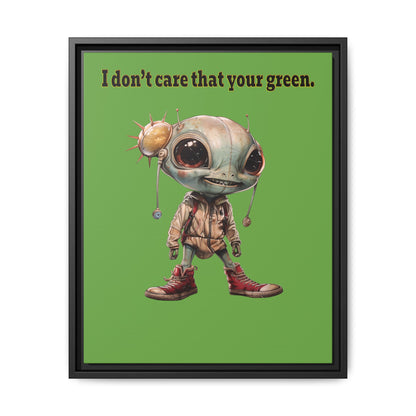 I don't care that your green - framed canvas art (green)