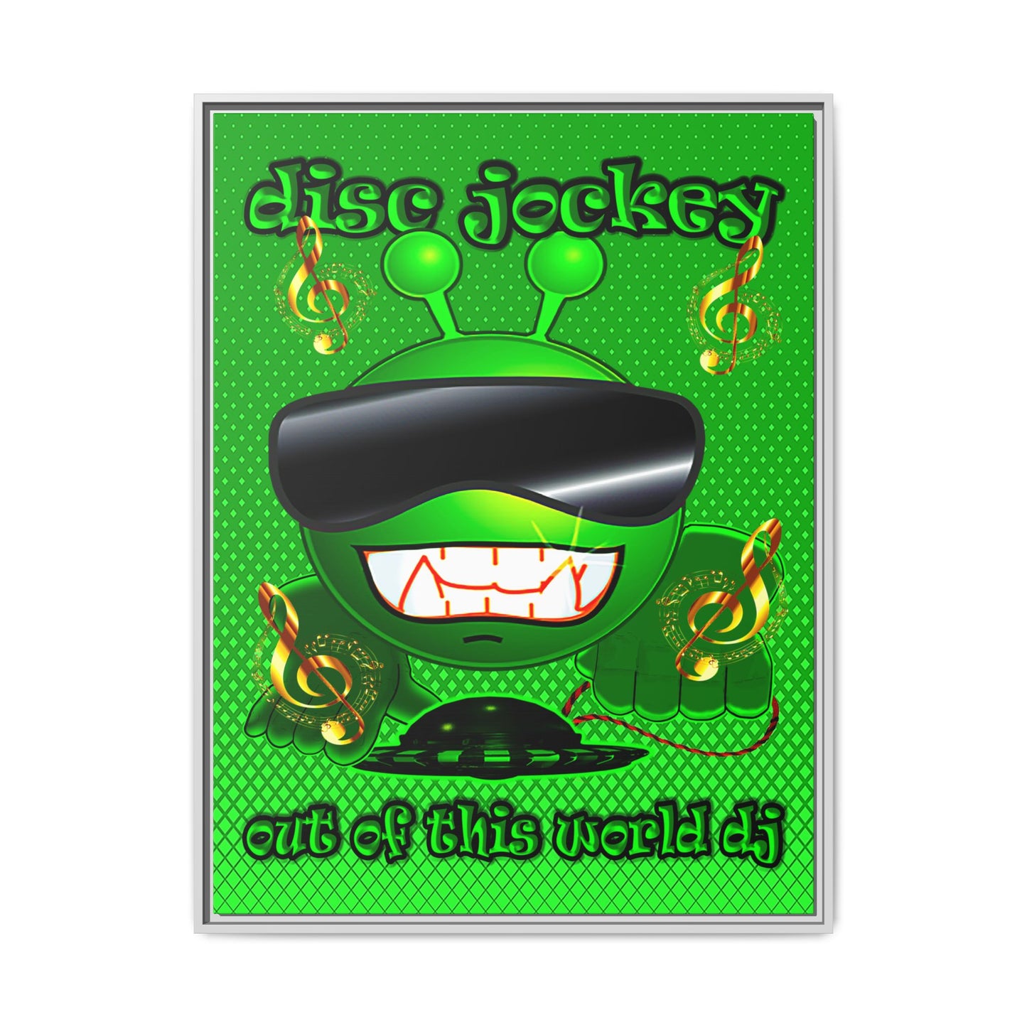 disc jockey - framed canvas art (logo green)